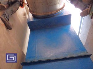 Pemasangan ducting fiberglass tersambung dengan exhaust ventilasi.