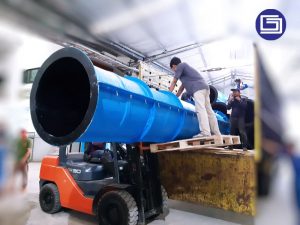 Siap pengiriman bekisting fiberglass tebal 8mm warna biru tua.